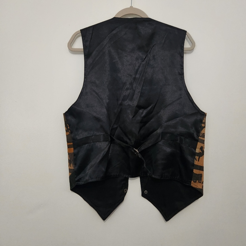 Cottonworks Patchwork Leather Vest Western Scenes Cowboy Rodeo Small Embossed - Picture 9 of 9